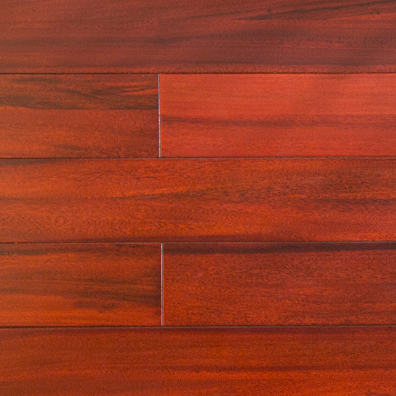 Padauk Lantai Kayu Solid Gloss Tinggi Coklat Merah Tua