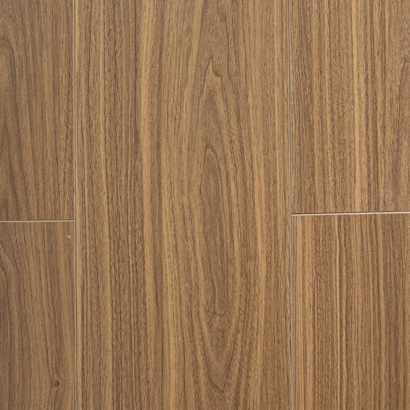 Lantai Kayu Rekayasa Klik Permukaan Halus Coklat Kekuningan Tua Walnut 3 Lapis