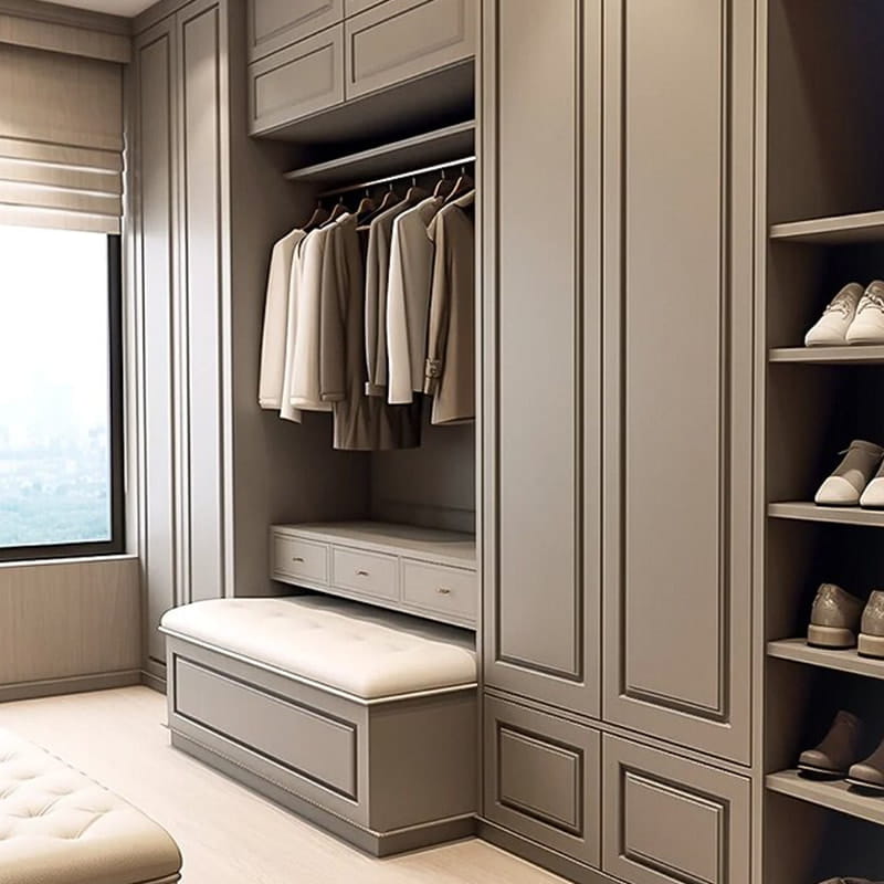 Lemari Walk-in Panorama Eksekutif Manhattan dengan Pulau