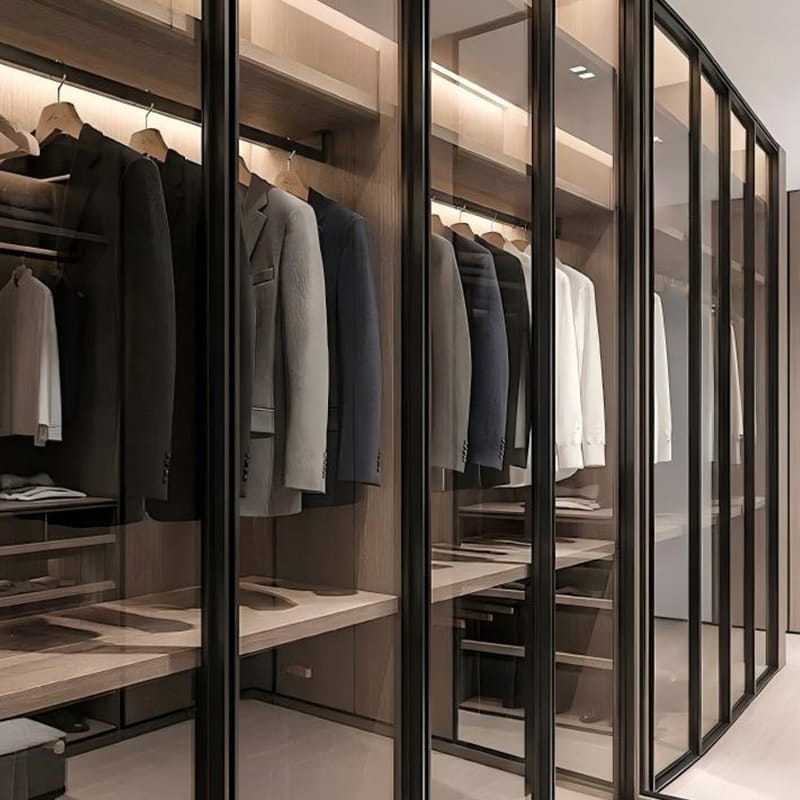 Lemari Walk-in Panorama Pesanan Khusus Bvlgari Dark Obsidian