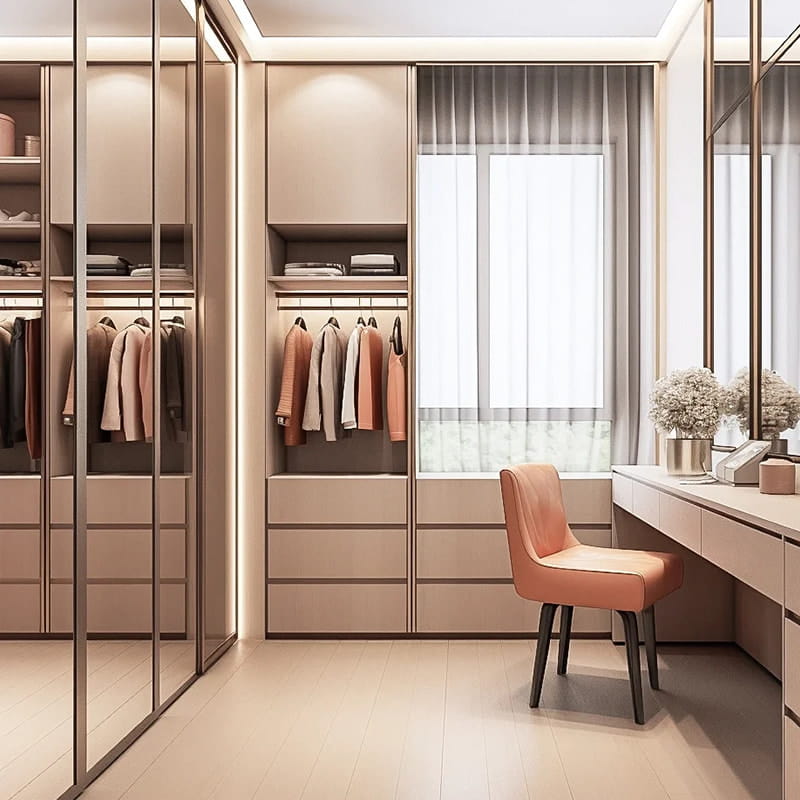 Lemari Walk-in Terang Sentuh-Matte Minimalis Versailles