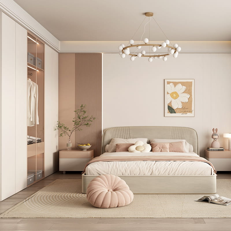 Star Track Kamar Anak Perempuan Bespoke Minimalis Bergaya Kabin Blok Warna Abu-abu-Biru